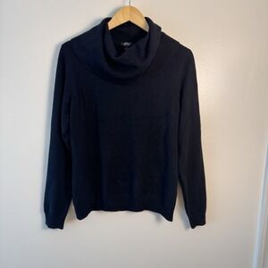 100% Cashmere Prive Women's Size Large Black Cowl Neck‎ Pullover Sweater Luxury
